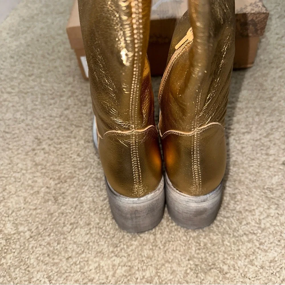 FREE PEOPLE Leather Metallic Boots